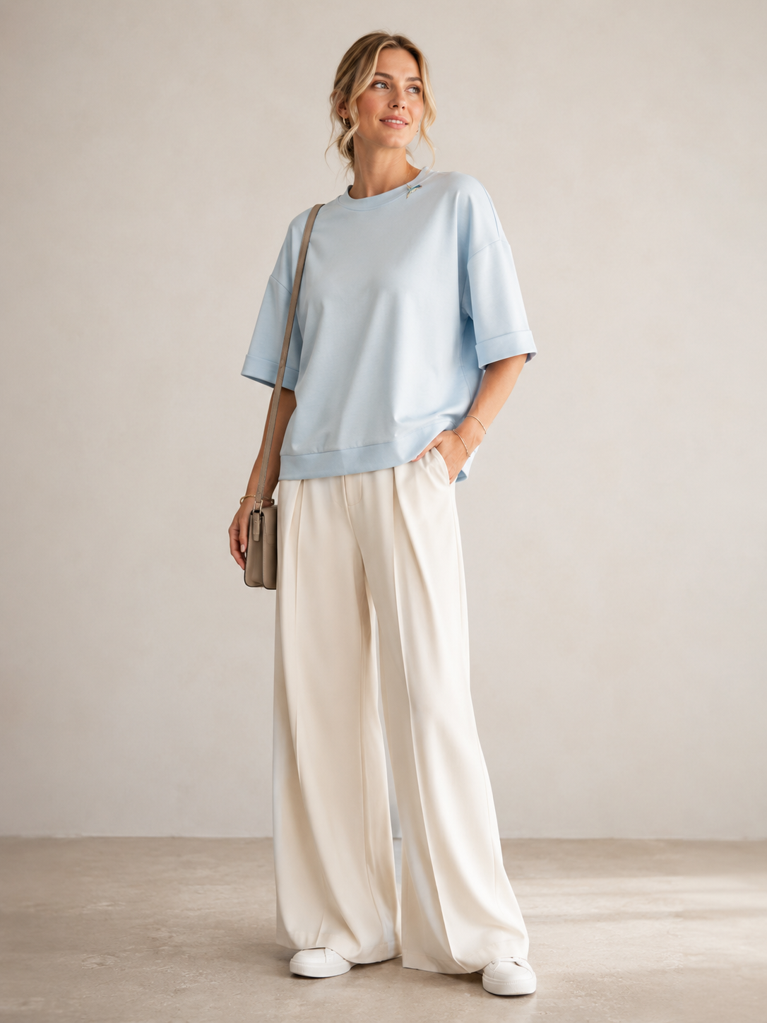 Statement-Sweatshirt Hellblau