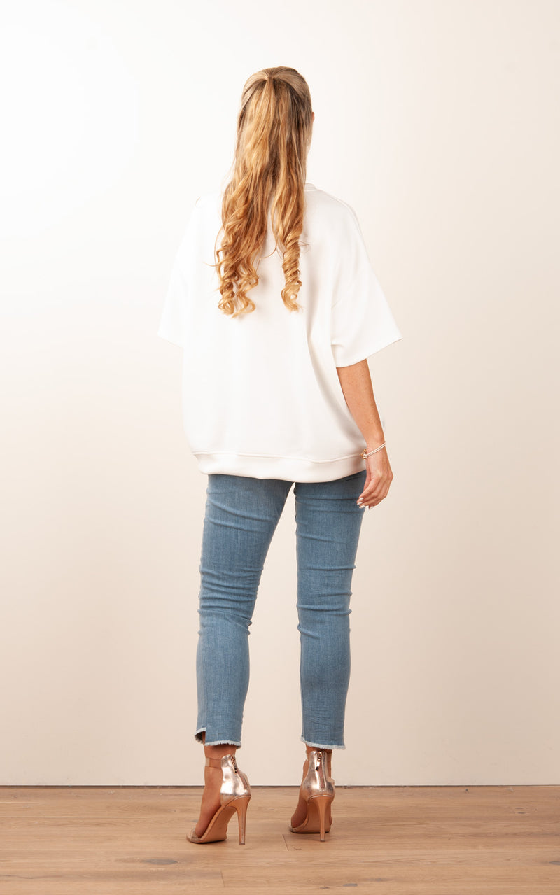 Sweatshirt „Rebel“ Weiß | Neonpink