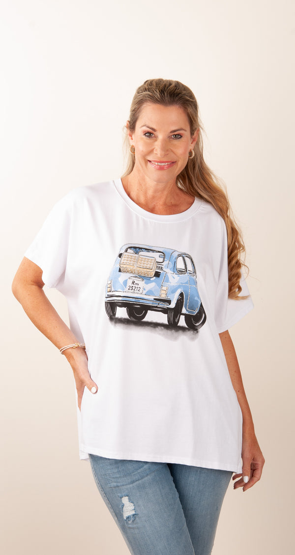 T-Shirt „Auto“ Weiß | Multicolor