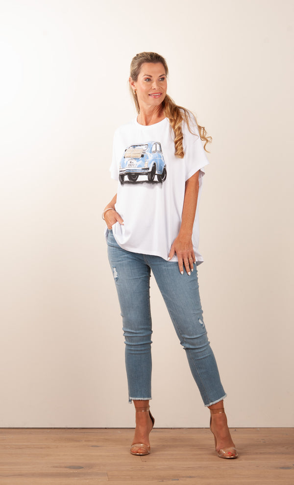 T-Shirt „Auto“ Weiß | Multicolor