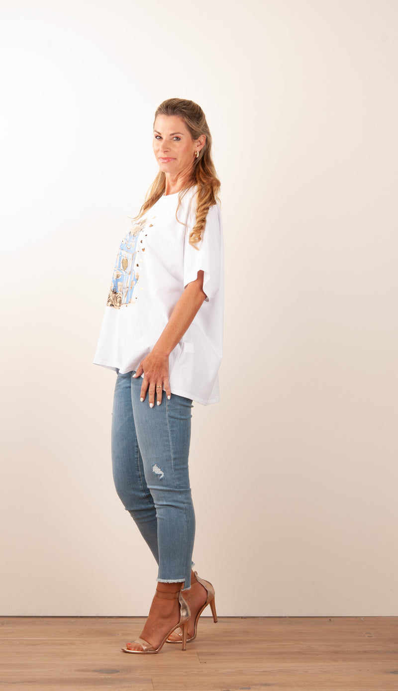 T-Shirt „Koffer“ Weiß | Multicolor