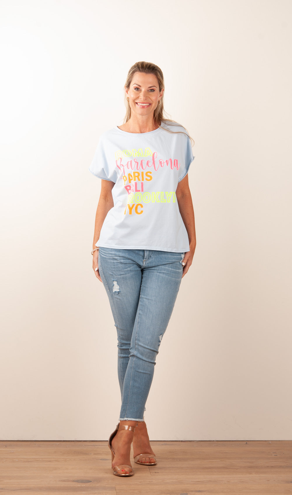 T-Shirt „Städte“ Blau | Multicolor