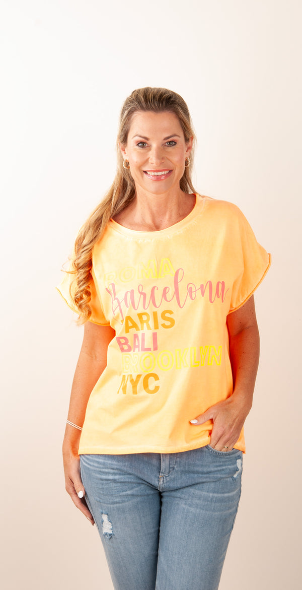 T-Shirt „Städte“ Orange | Multicolor