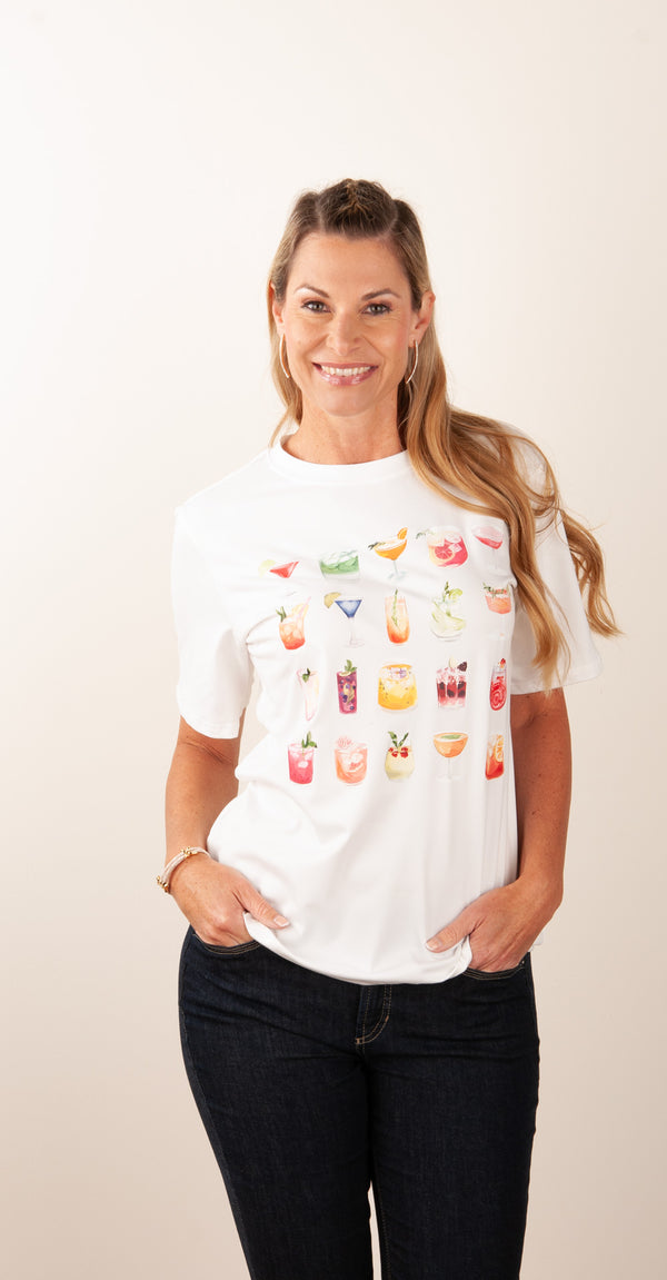 T-Shirt „Cocktail“ Weiß | Multicolor