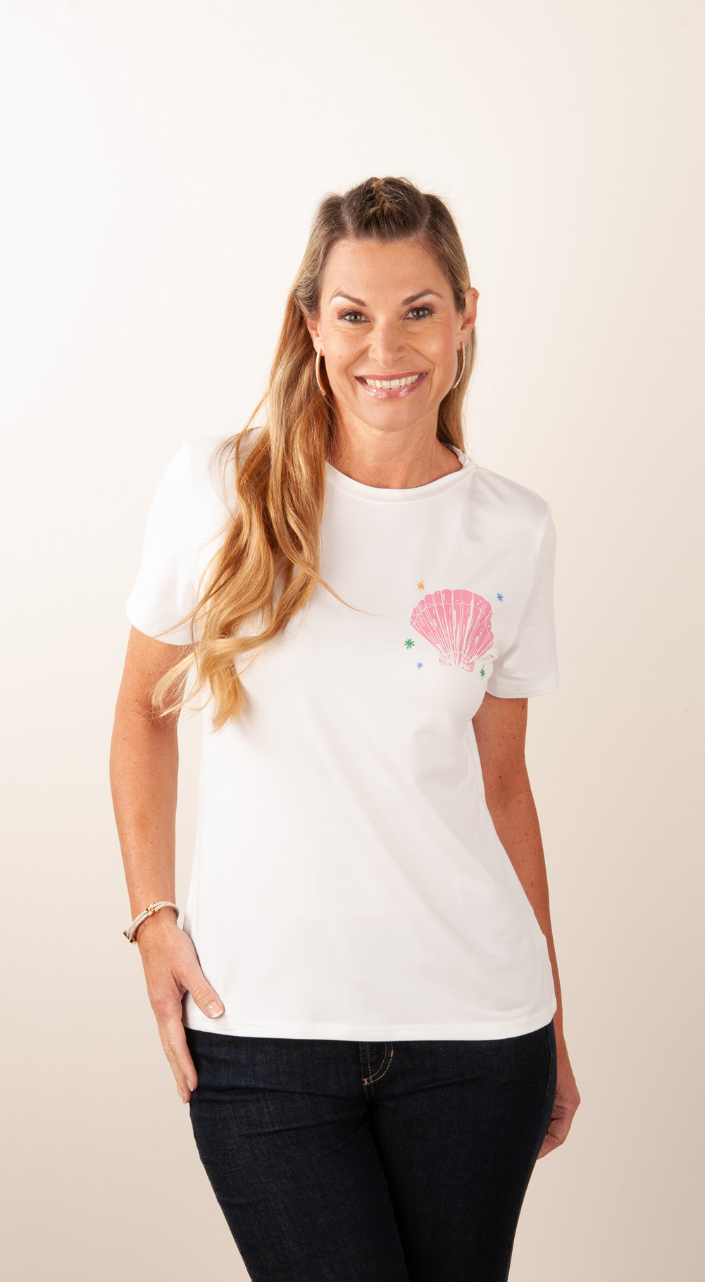 T-Shirt „Muschel“ Weiß | Multicolor