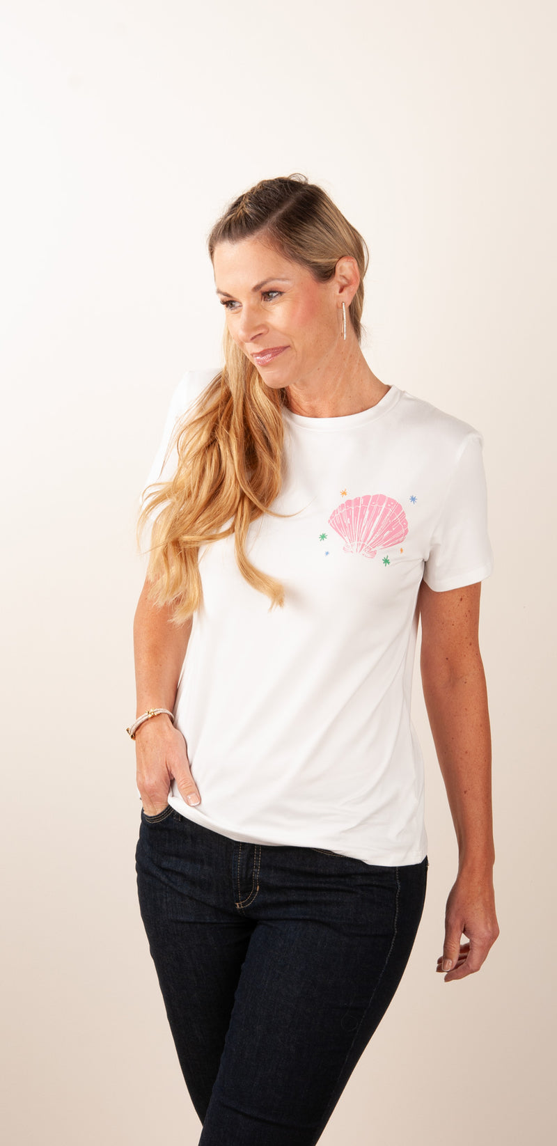 T-Shirt „Muschel“ Weiß | Multicolor
