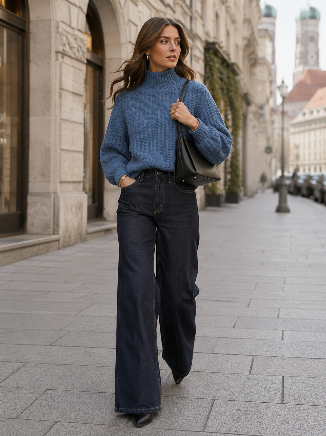 Grobstrick-Pullover Blau