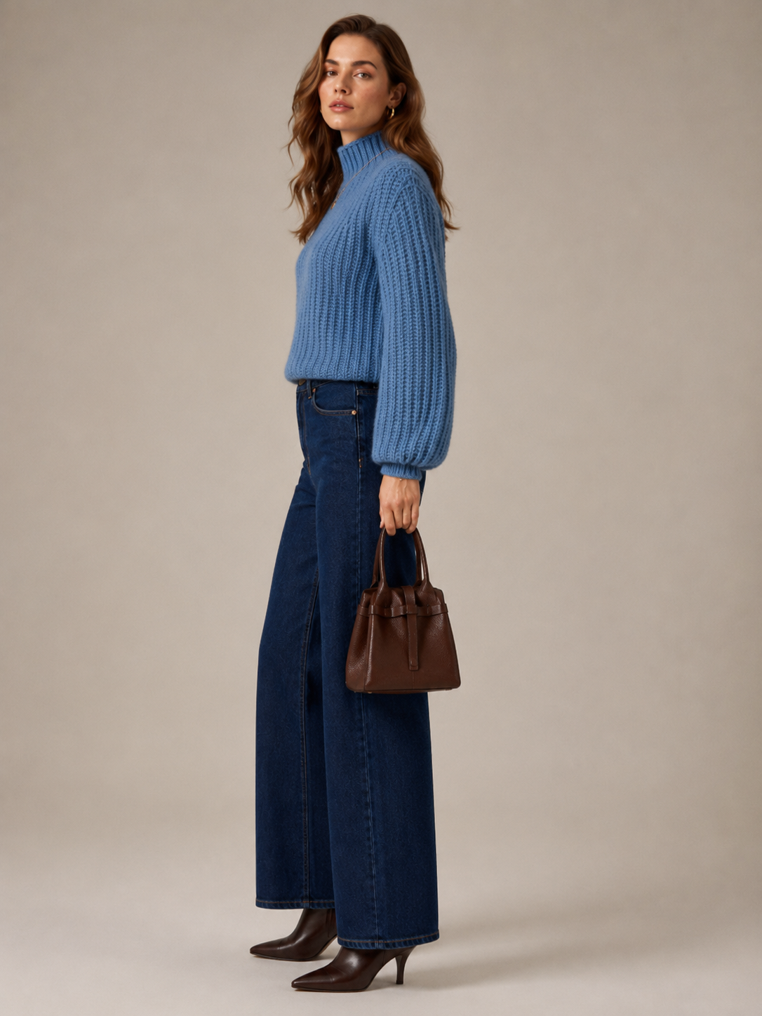 Grobstrick-Pullover Blau