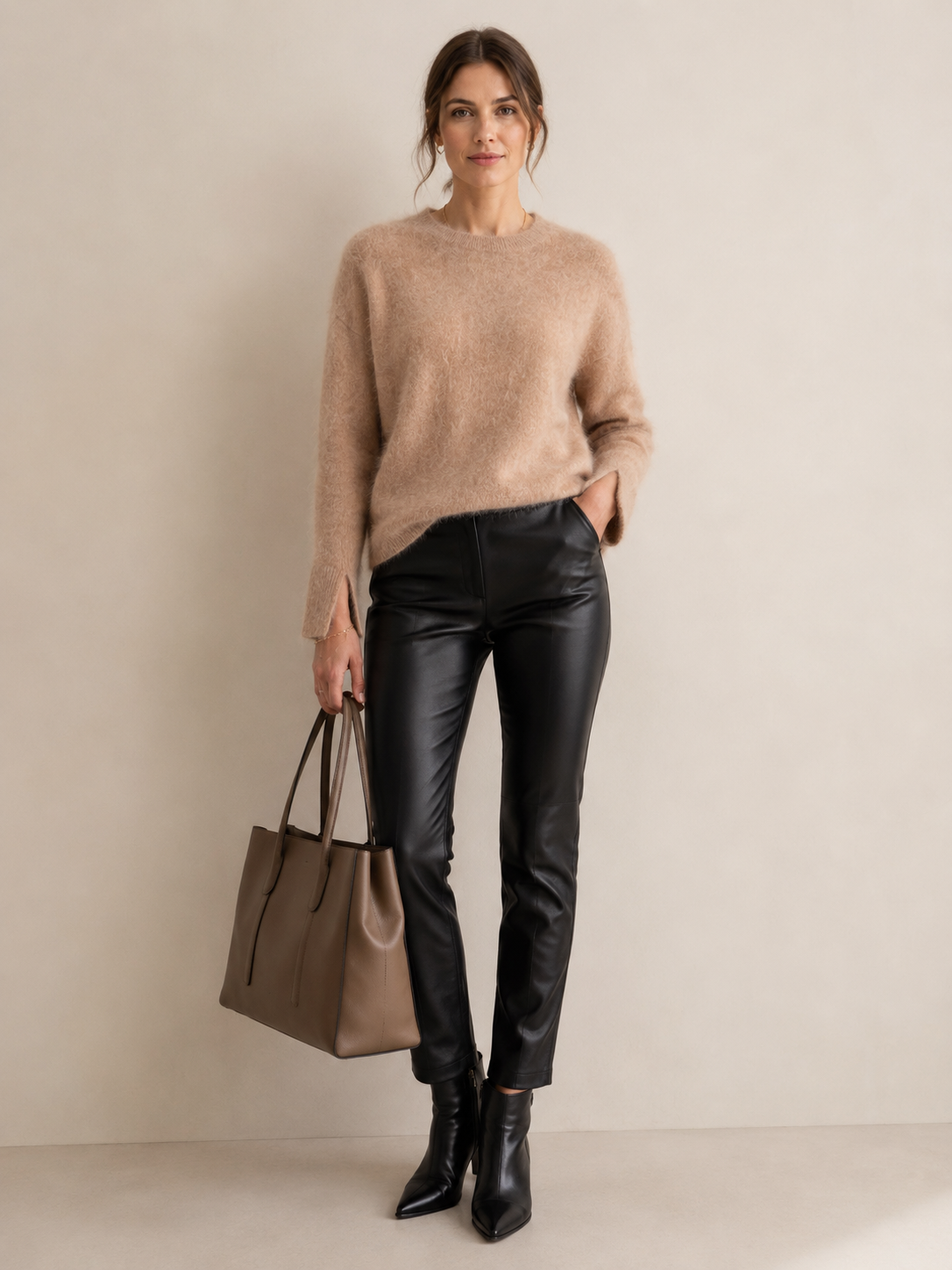 Kaschmir-Pullover „Flauschig“ Sand/Beige