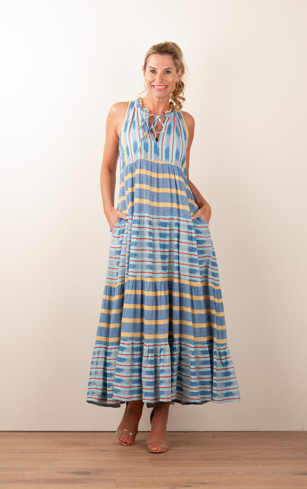 Kleid Blau | Gelb | Multicolor