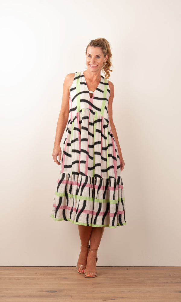 Kleid Creme | Pink | Grün | Schwarz