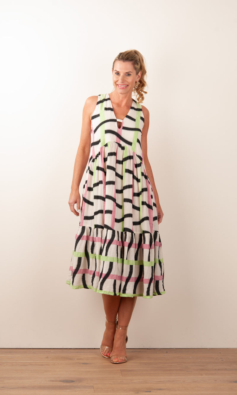 Kleid Creme | Pink | Grün | Schwarz