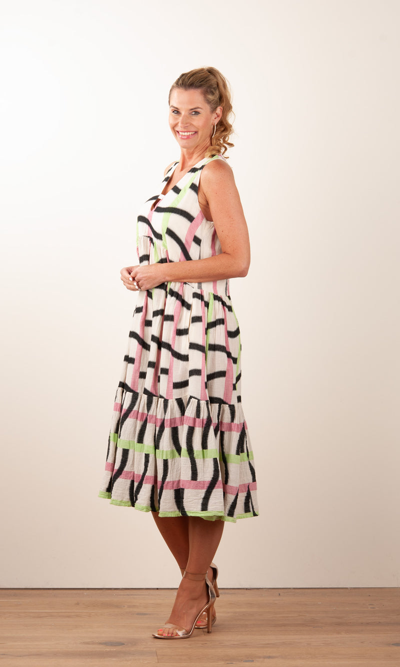 Kleid Creme | Pink | Grün | Schwarz