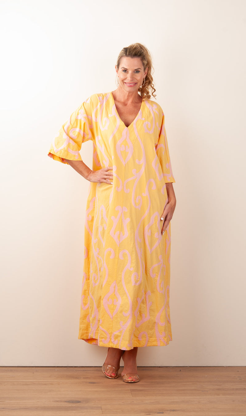 Kleid Gelb | Rosa