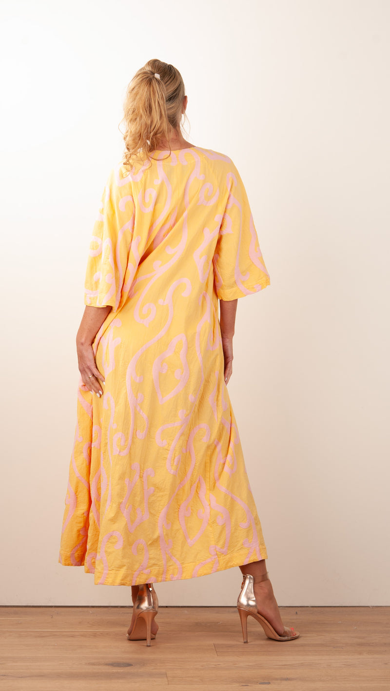 Kleid Gelb | Rosa
