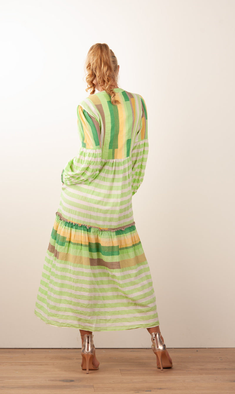 Kleid Creme | Grün | Multicolor