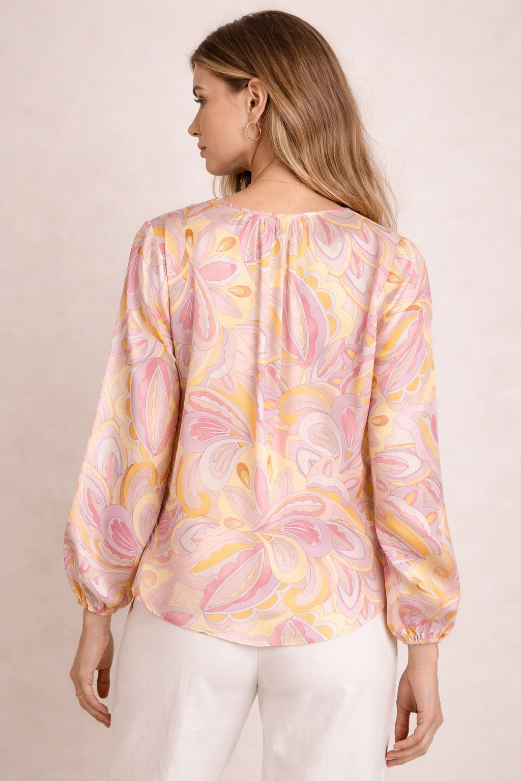 Seidenbluse Rosa | Gelb | Multicolor