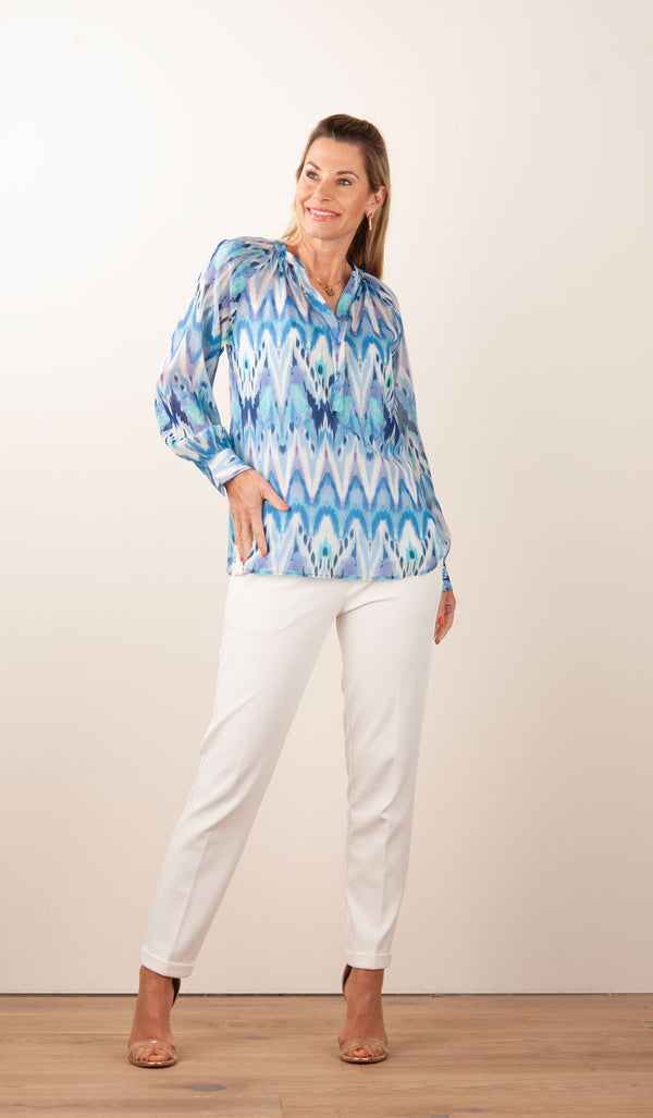 Bluse Blau | Weiß | Multicolor