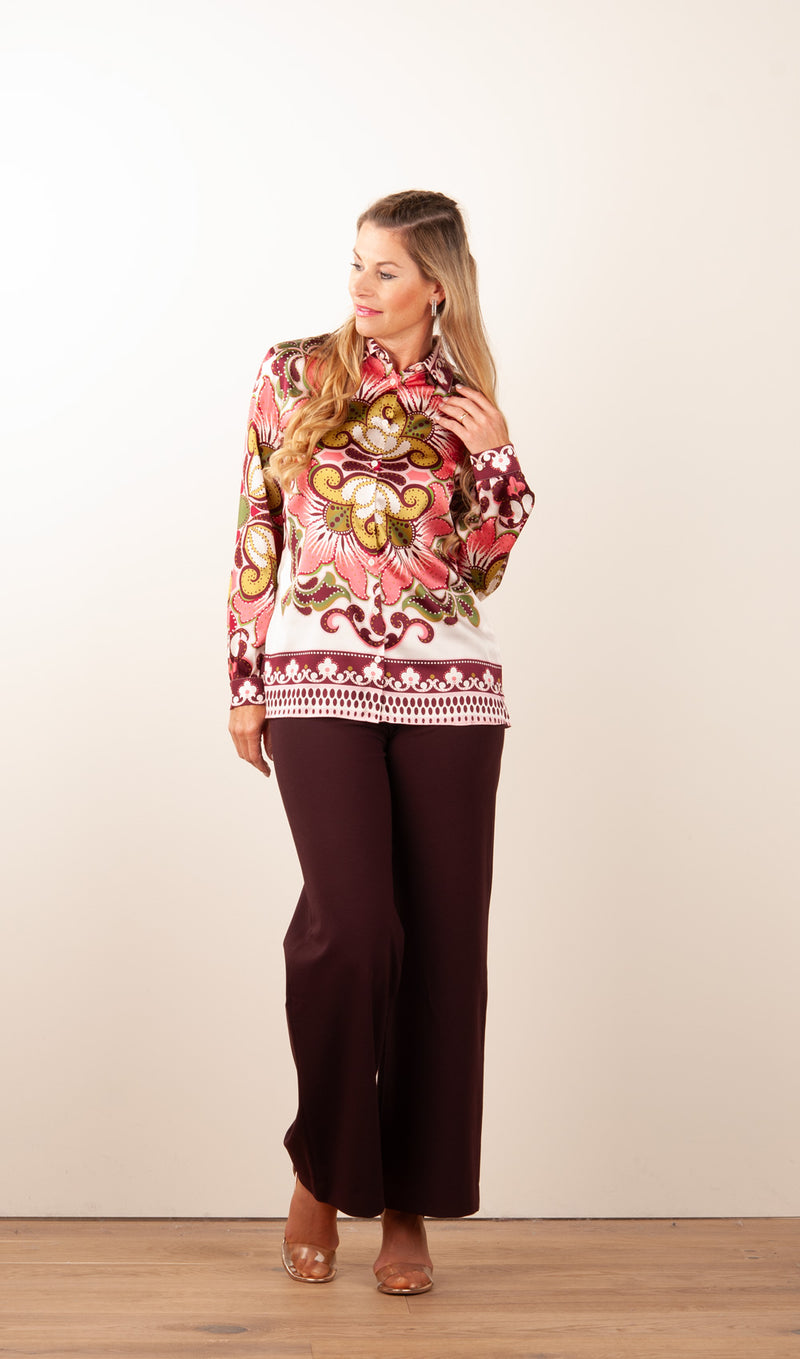 Seiden Bluse Pink | Grün | Multicolor