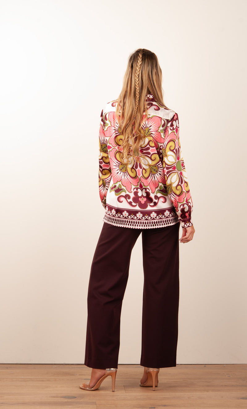 Seiden Bluse Pink | Grün | Multicolor