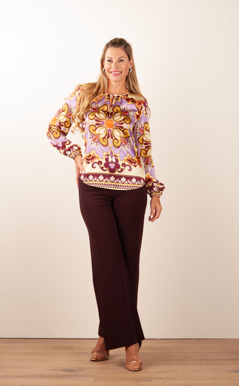 Seiden Bluse Gelb | Lila | Multicolor