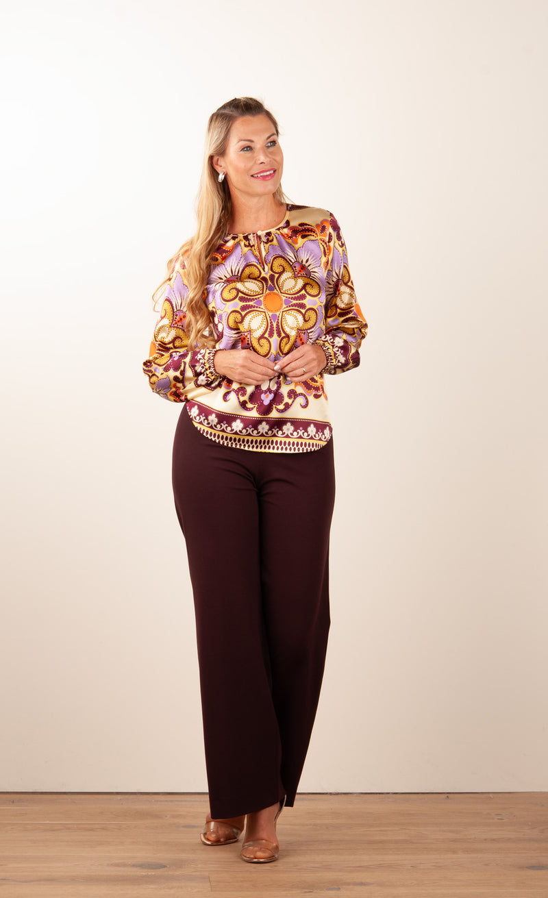 Seiden Bluse Gelb | Lila | Multicolor