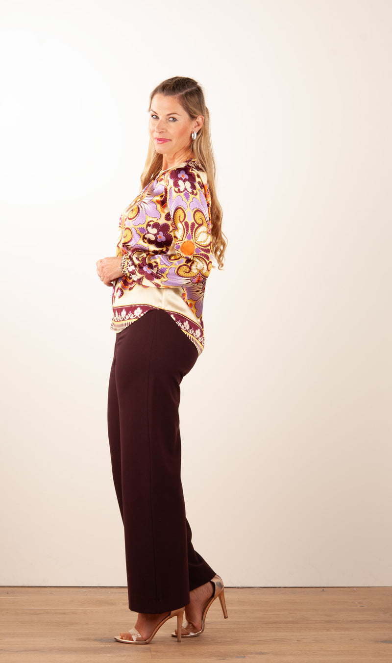 Seiden Bluse Gelb | Lila | Multicolor