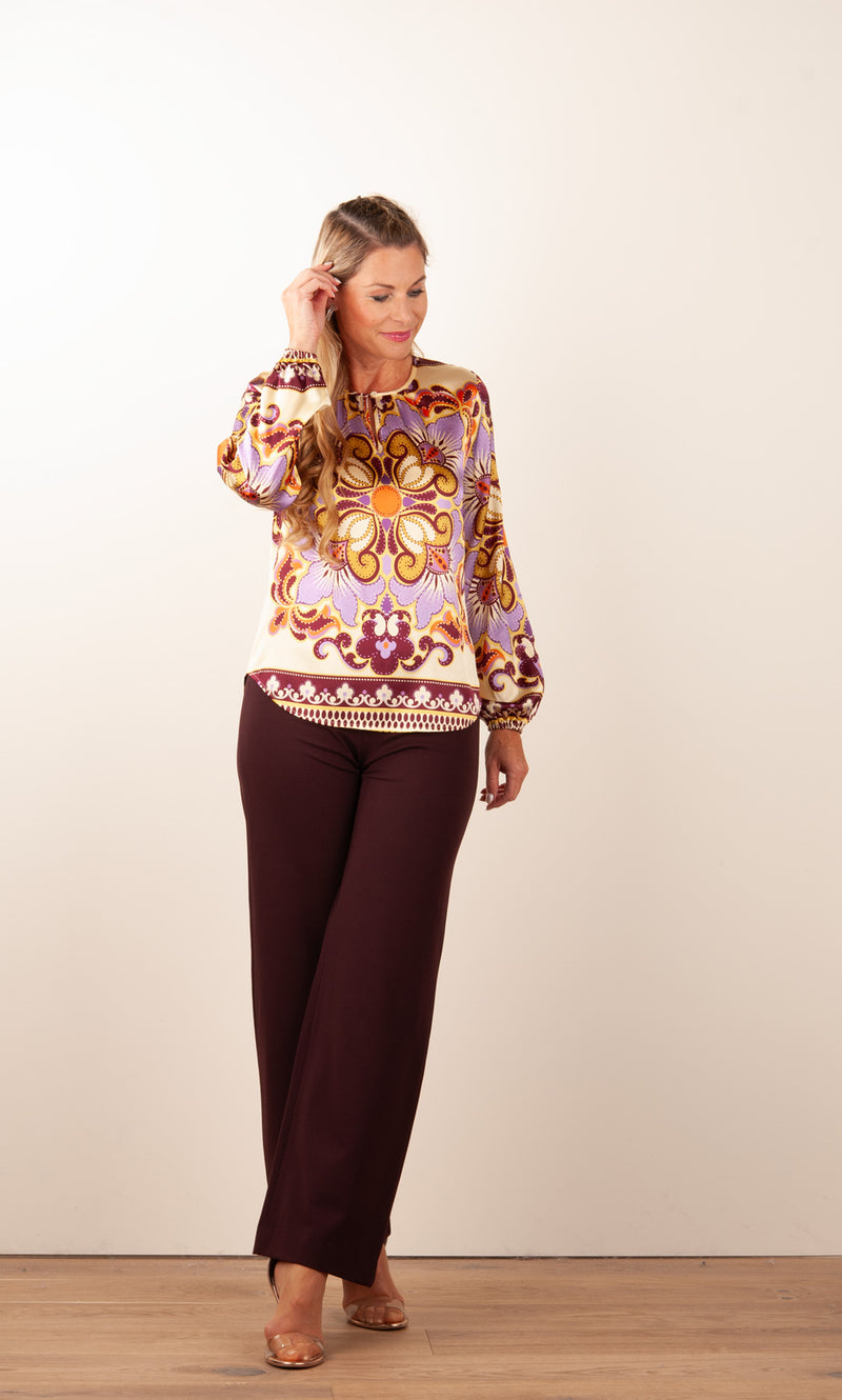 Seiden Bluse Gelb | Lila | Multicolor