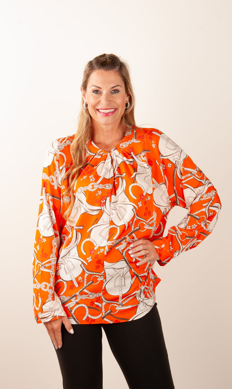 Seiden Bluse Orange | Creme
