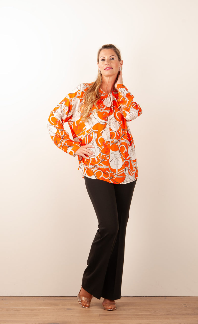 Seiden Bluse Orange | Creme