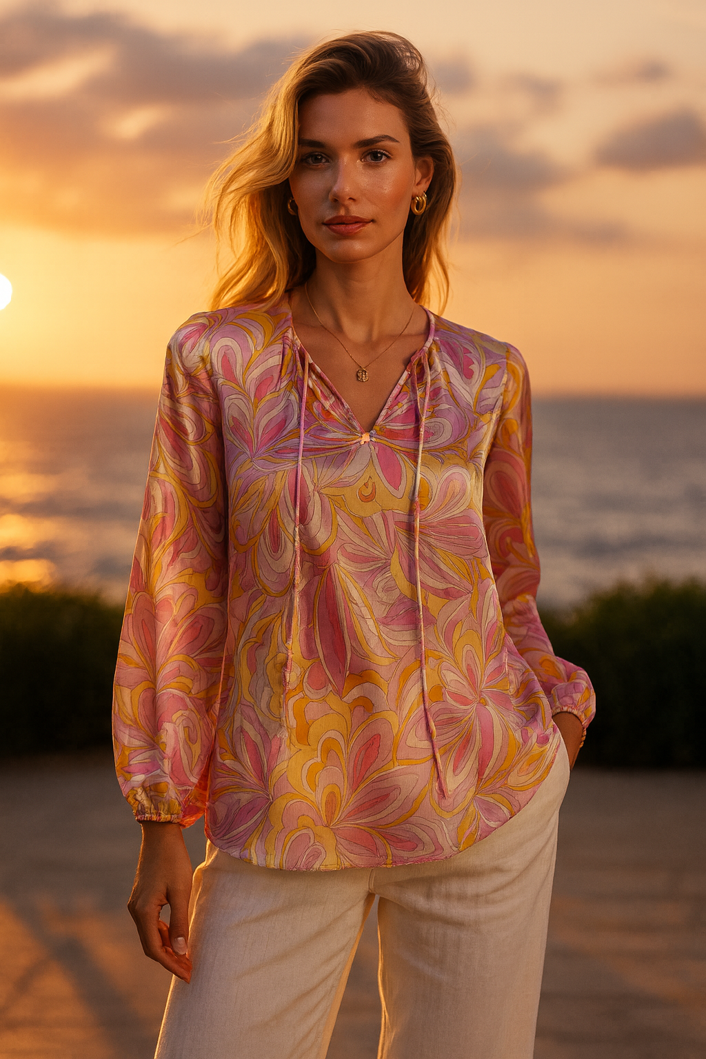Bluse Rosa | Gelb | Multicolor