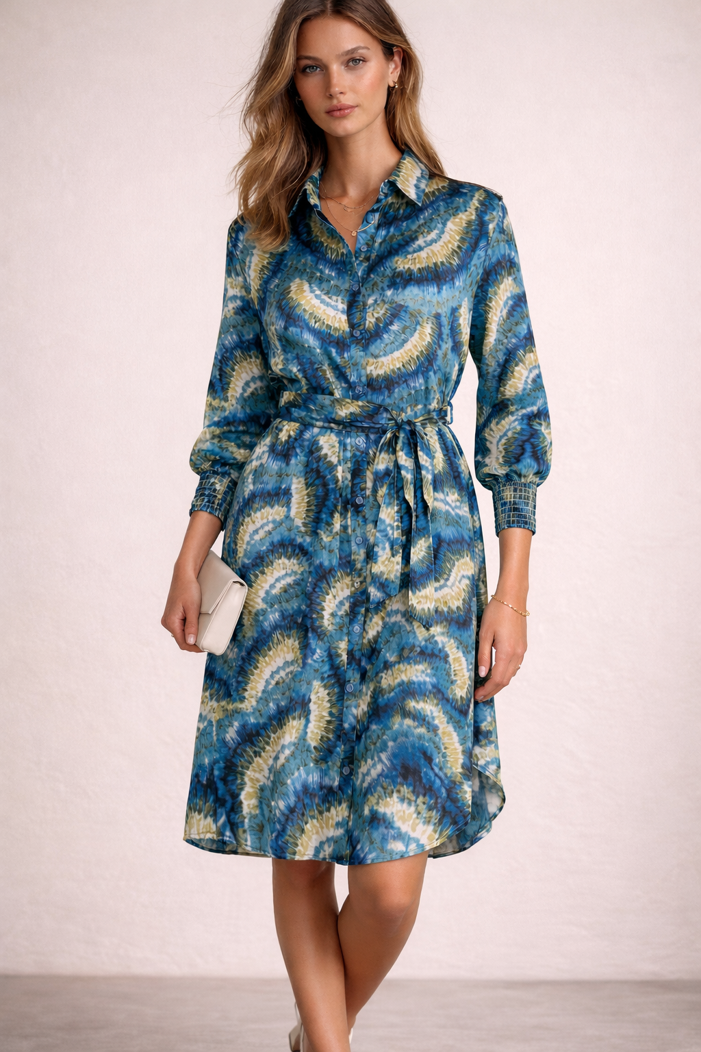 Hemdblusenkleid Ozeanblau | Türkis | Limonengrün