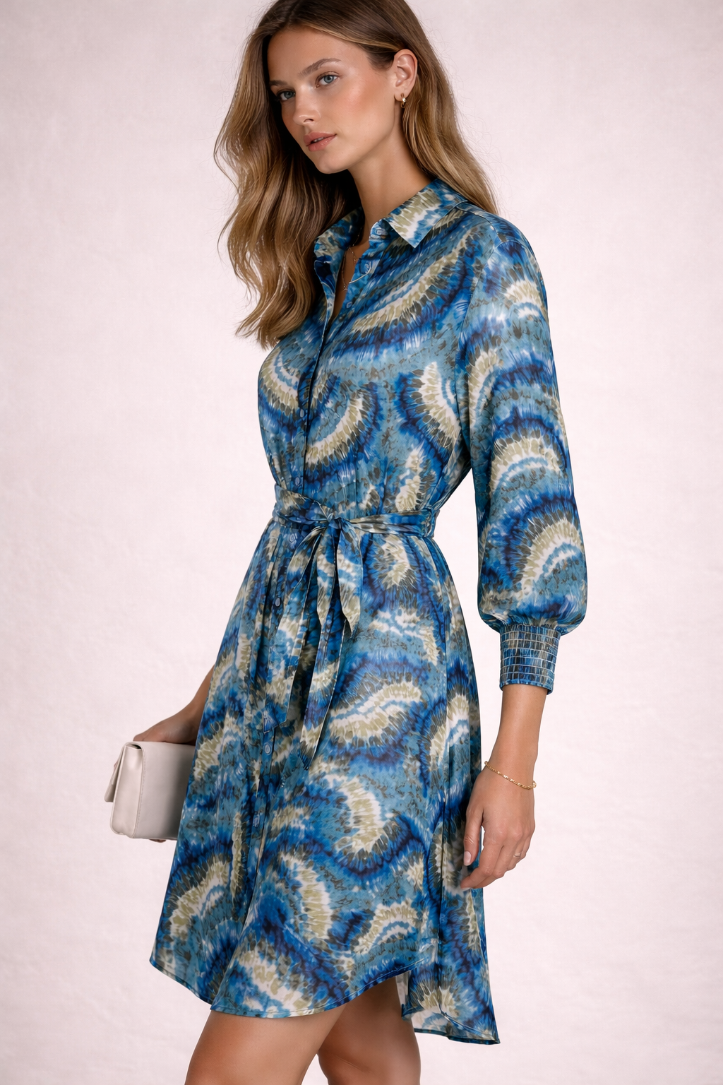 Hemdblusenkleid Ozeanblau | Türkis | Limonengrün