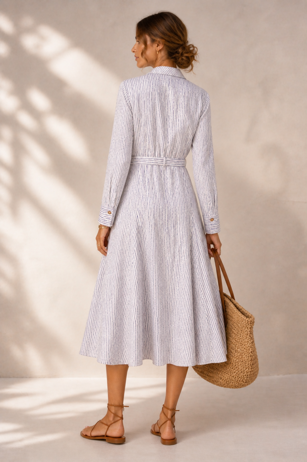Seersucker-Kleid „Streifenprint“ Flieder | Weiß