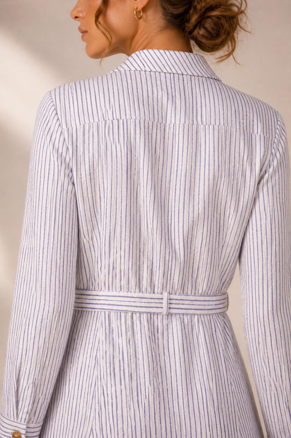 Seersucker-Kleid „Streifenprint“ Flieder | Weiß