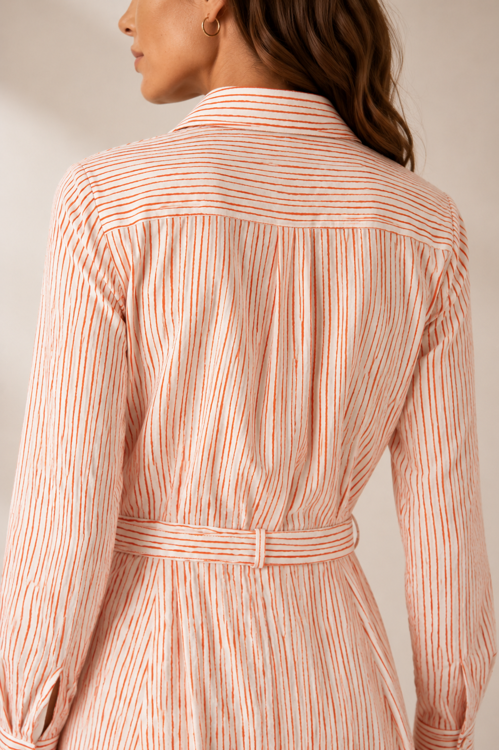 Seersucker-Kleid „Streifenprint“ Orange | Weiß