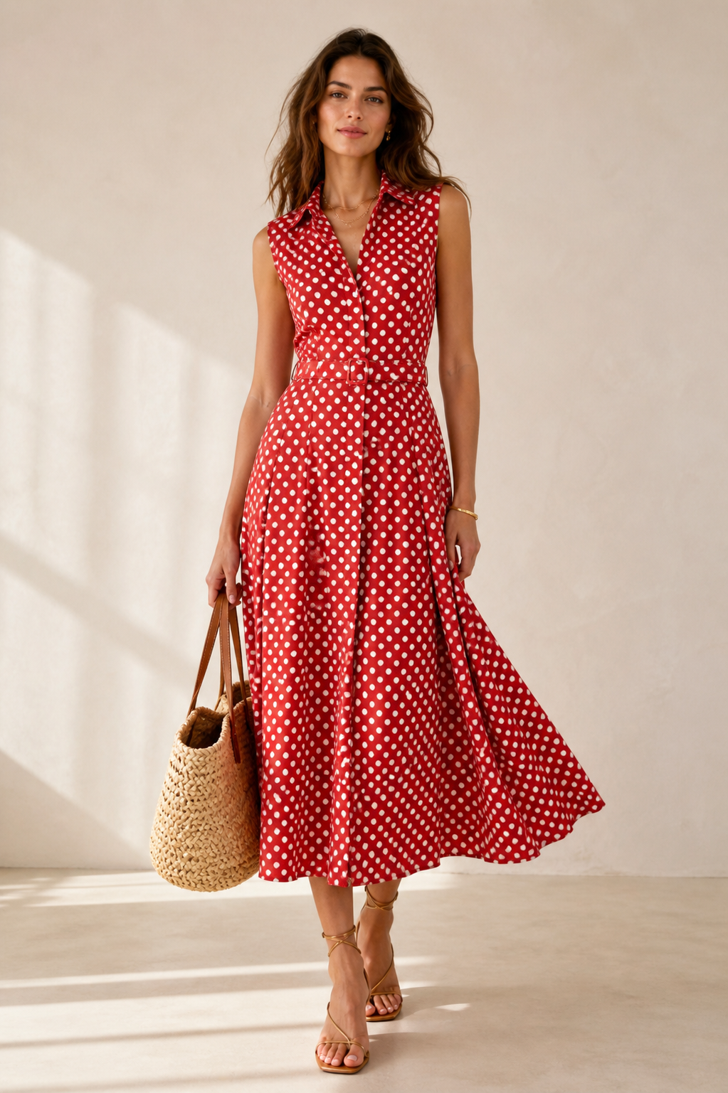 Seiden-Statement-Kleid „Polka“ Rot | Weiß