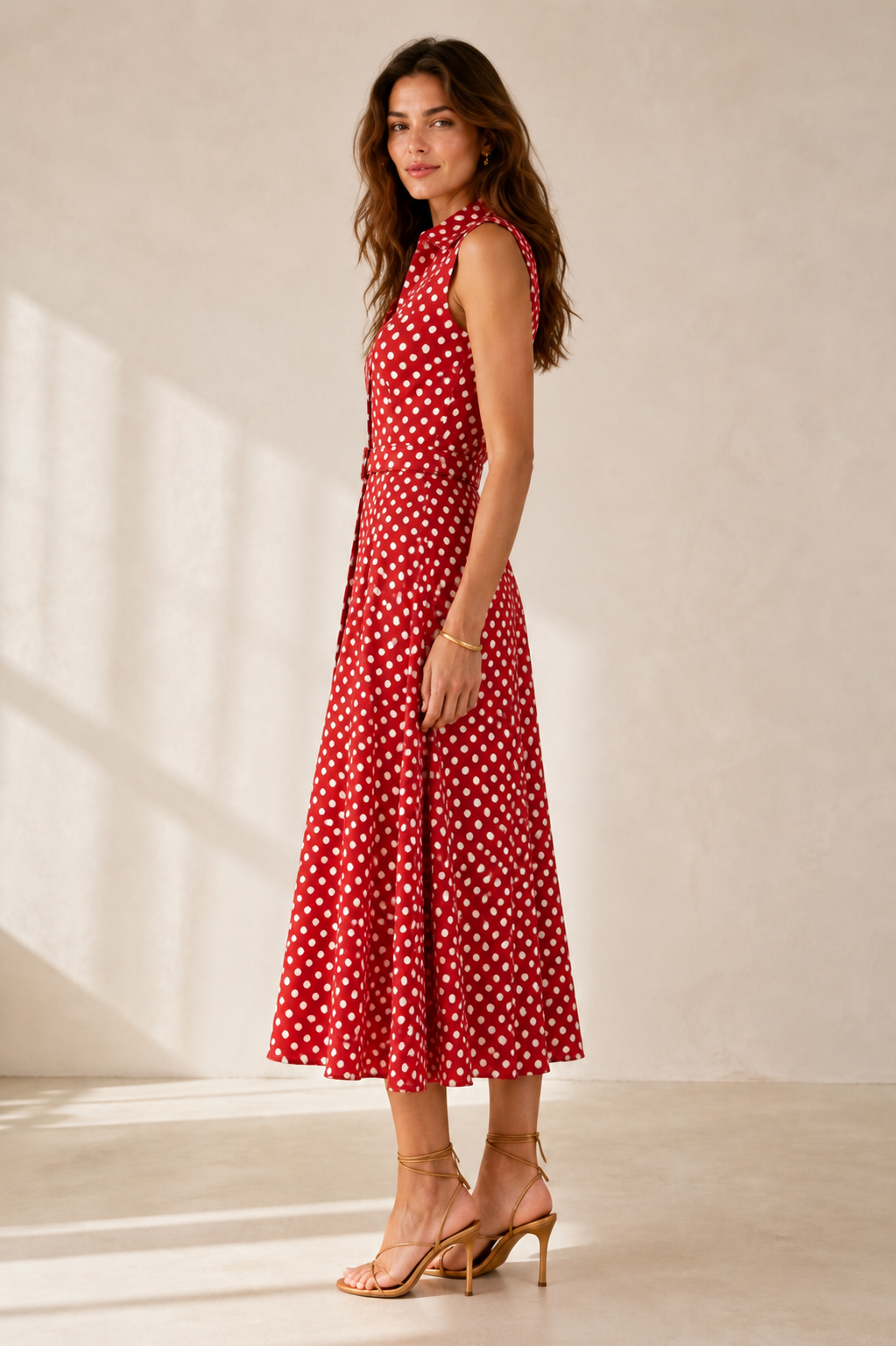 Seiden-Statement-Kleid „Polka“ Rot | Weiß