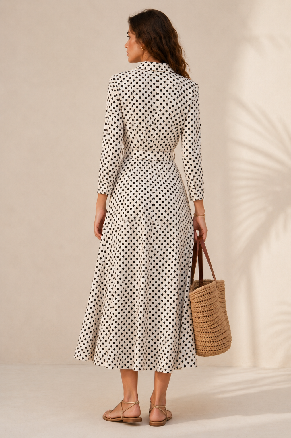 Maxikleid „Polka-Dot“ Creme | Schwarz