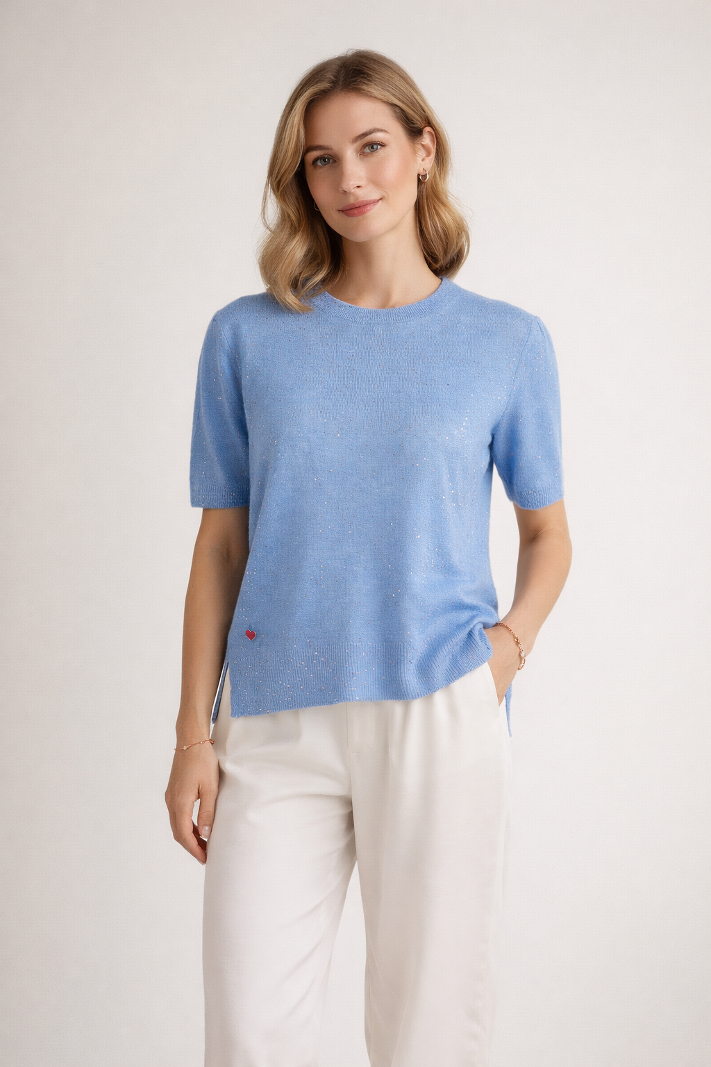 Pullover „Pailletten“ Sky Blue