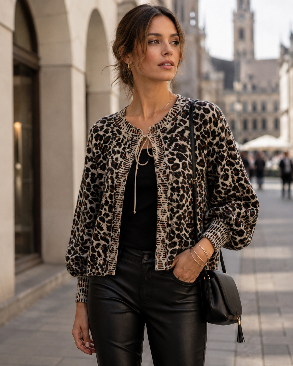 Statement-Strickjacke „Leo“ Beige | Braun