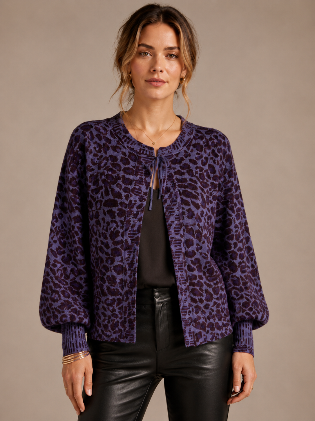 Statement-Strickjacke „Leo“ Lila