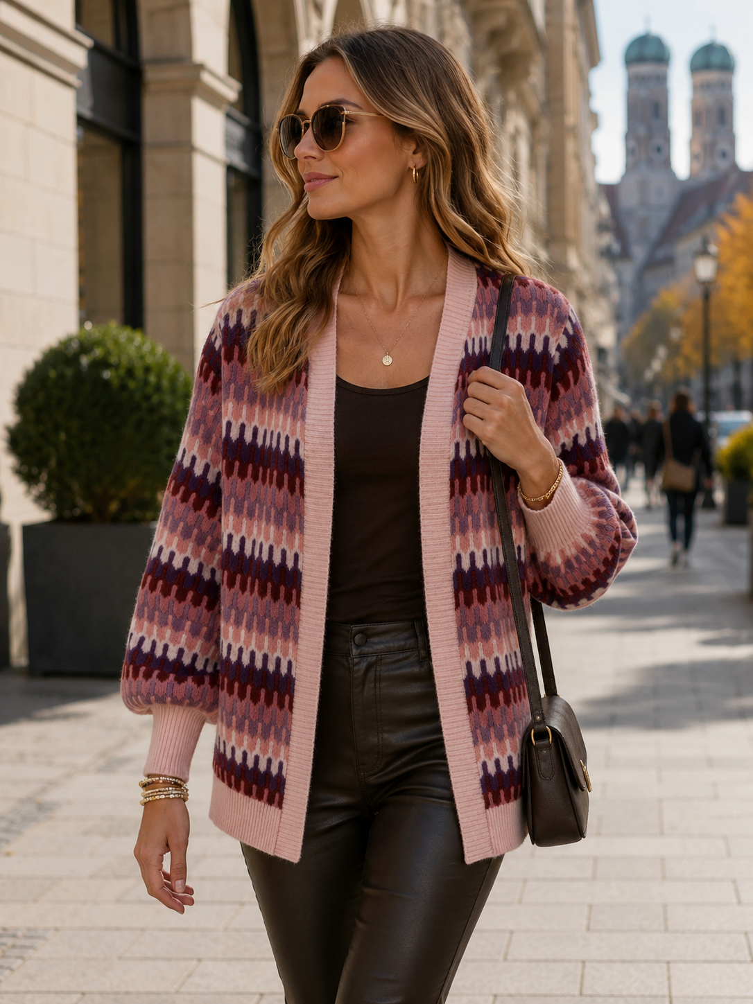 Statement-Strickjacke „Zickzack“ Rosa | Multicolor