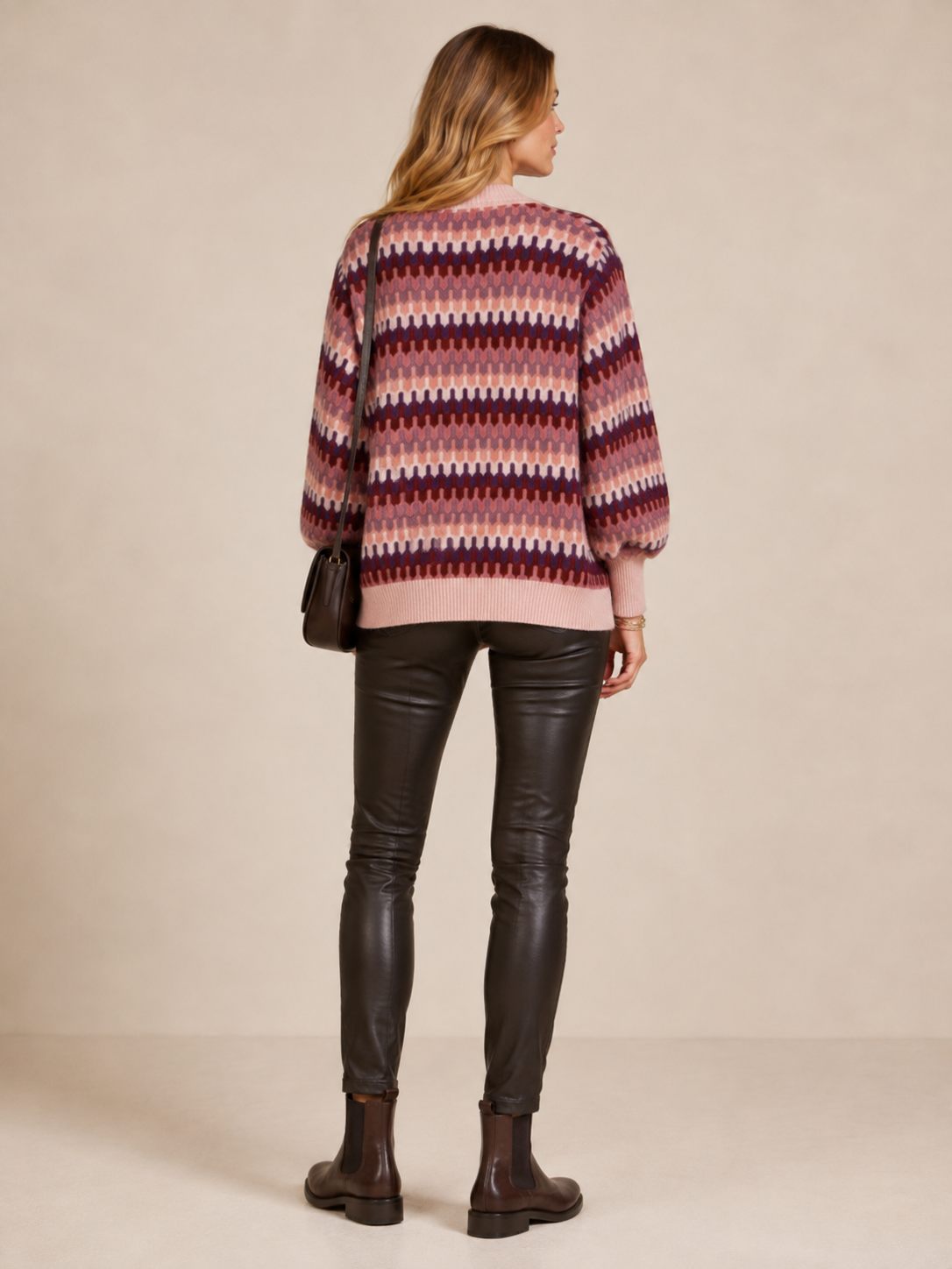 Statement-Strickjacke „Zickzack“ Rosa | Multicolor