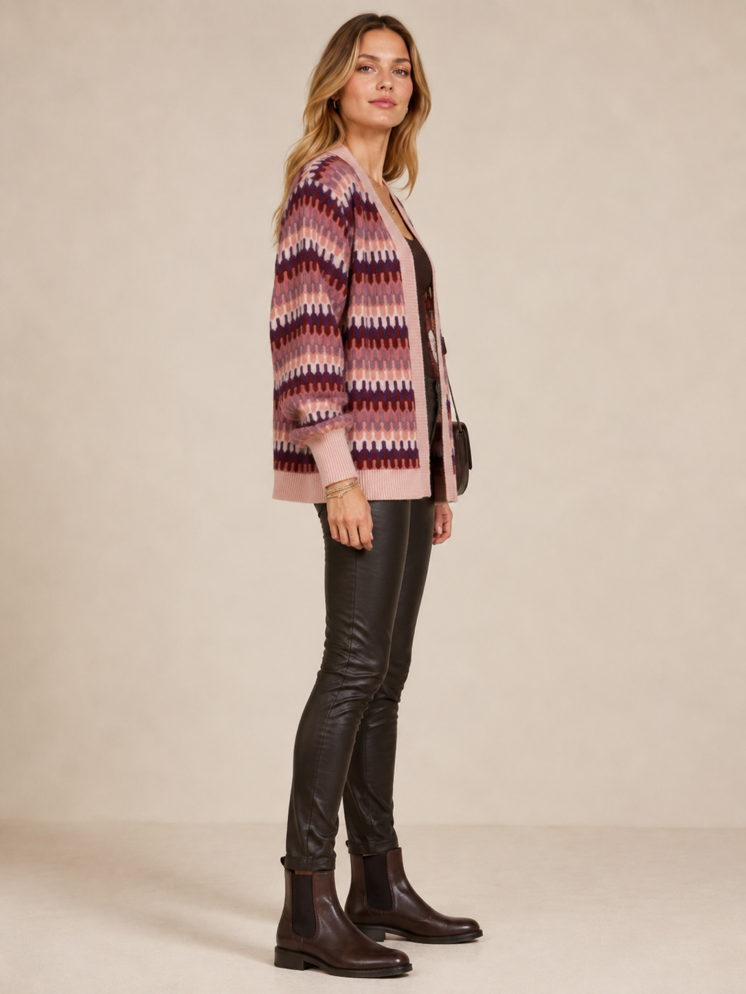 Statement-Strickjacke „Zickzack“ Rosa | Multicolor