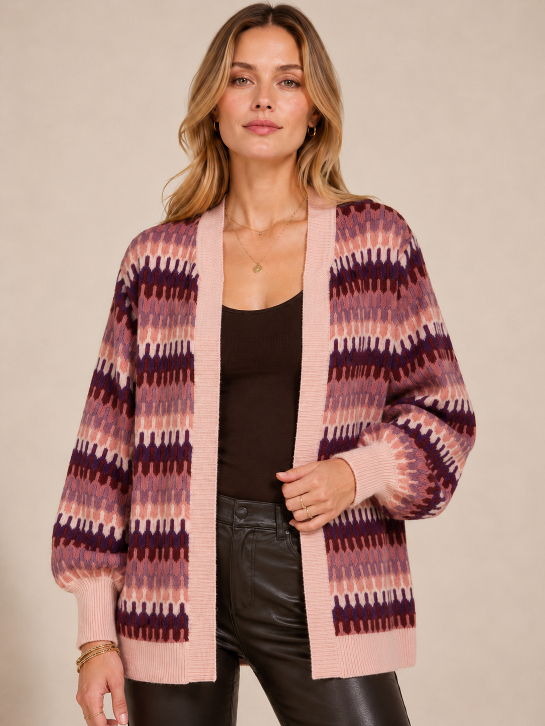 Statement-Strickjacke „Zickzack“ Rosa | Multicolor