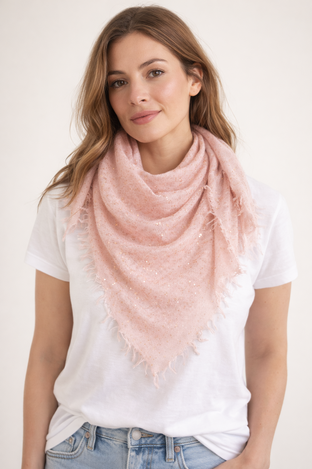 Viereckstuch „Pailletten“ Flamingo Blush