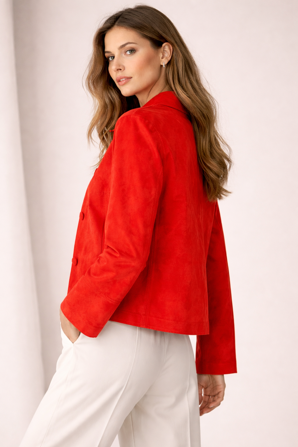 Velourslederjacke-Blazer Fire Red
