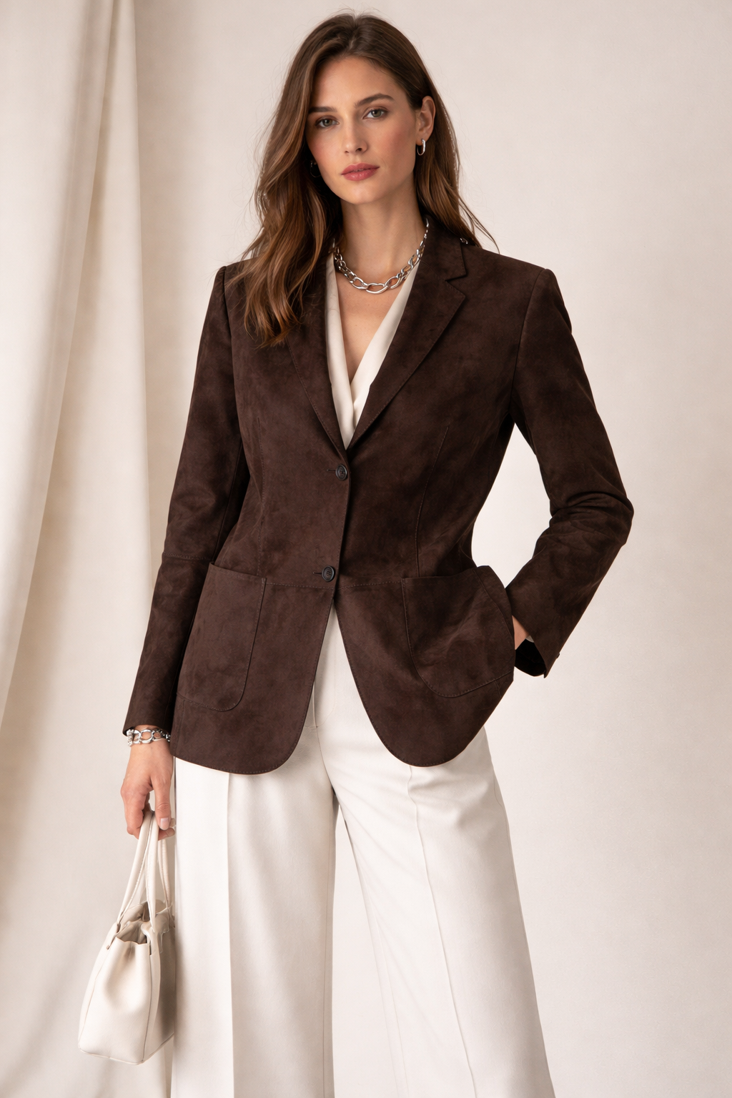 Wende-Lederblazer Dunkelbraun