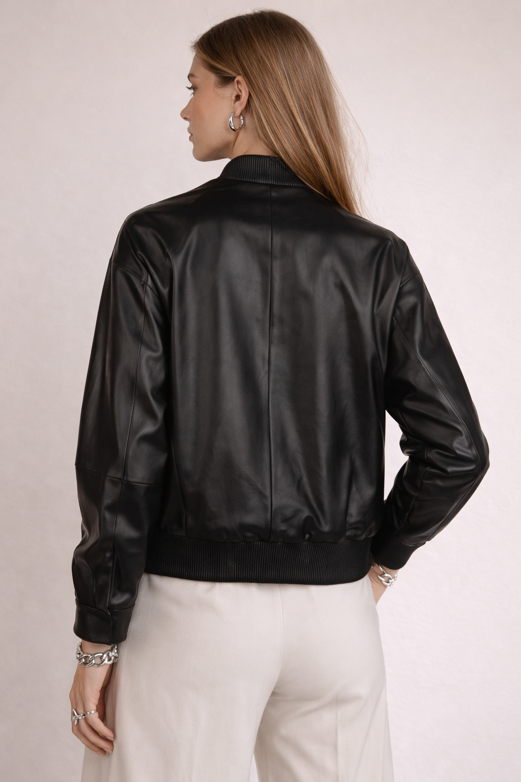 Lederblouson Schwarz